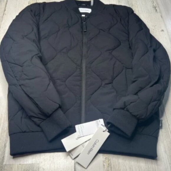 Calvin Klein Black Quilted Bomber Jacket men's size small new NWT - Picture 1 of 7